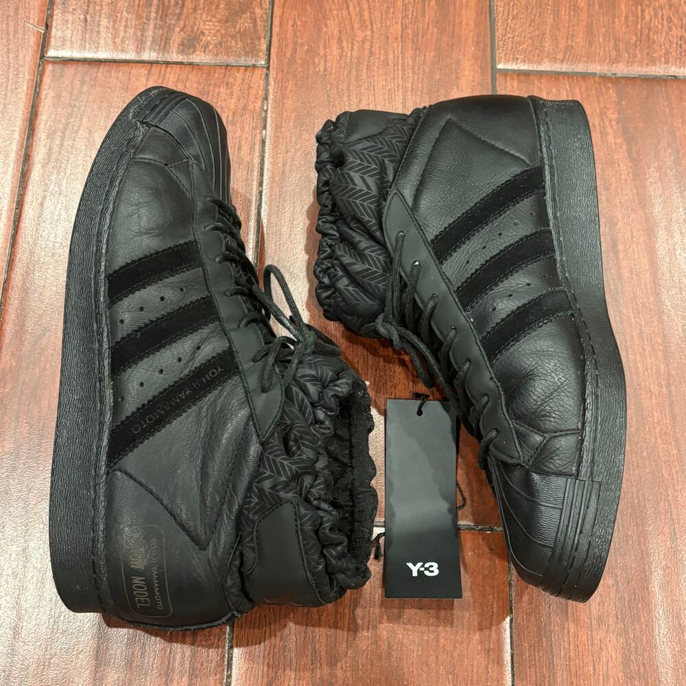 adidas Y-3 Yohji Yamamoto Originals Snow Model Black Leather Shoes, Men’s 9.5